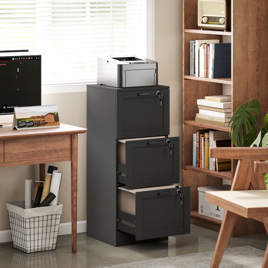 Image 965805_ALTMORE1.jpg, Product 965-805 / Price $139.99, HOMCOM Office File Cabinet with 3 Drawers, Vertical Filing Cabinet, Black from HOMCOM on TSC.ca's Home & Garden department