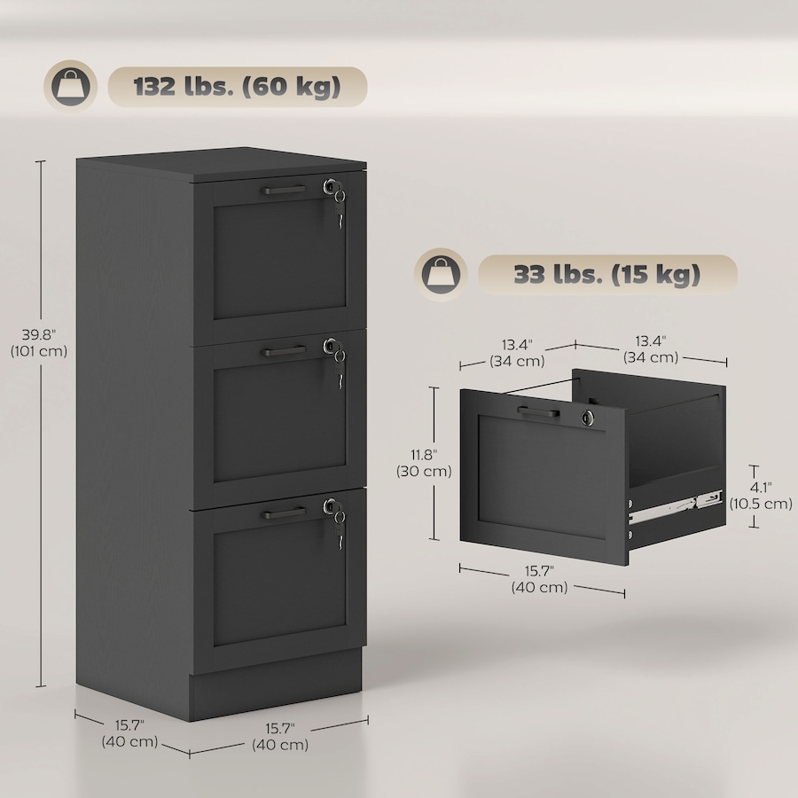 Image 965805_ALTMORE2.jpg, Product 965-805 / Price $139.99, HOMCOM Office File Cabinet with 3 Drawers, Vertical Filing Cabinet, Black from HOMCOM on TSC.ca's Home & Garden department