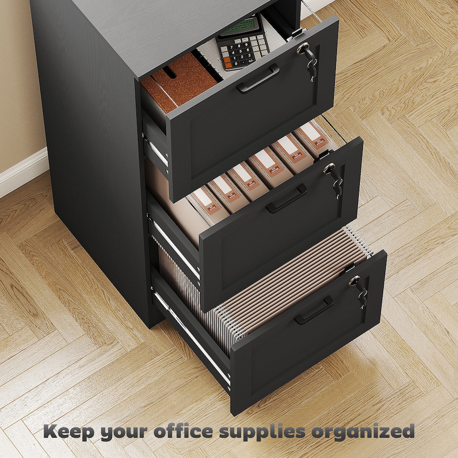 Image 965805_ALTMORE3.jpg, Product 965-805 / Price $139.99, HOMCOM Office File Cabinet with 3 Drawers, Vertical Filing Cabinet, Black from HOMCOM on TSC.ca's Home & Garden department