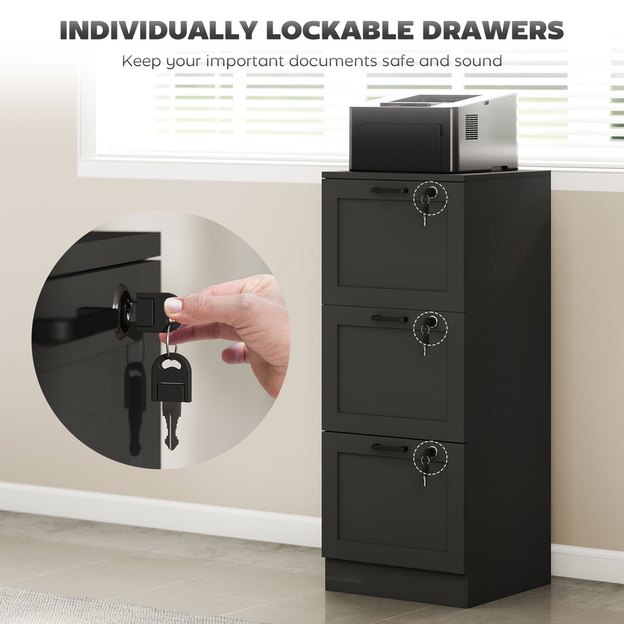Image 965805_ALTMORE5.jpg, Product 965-805 / Price $139.99, HOMCOM Office File Cabinet with 3 Drawers, Vertical Filing Cabinet, Black from HOMCOM on TSC.ca's Home & Garden department