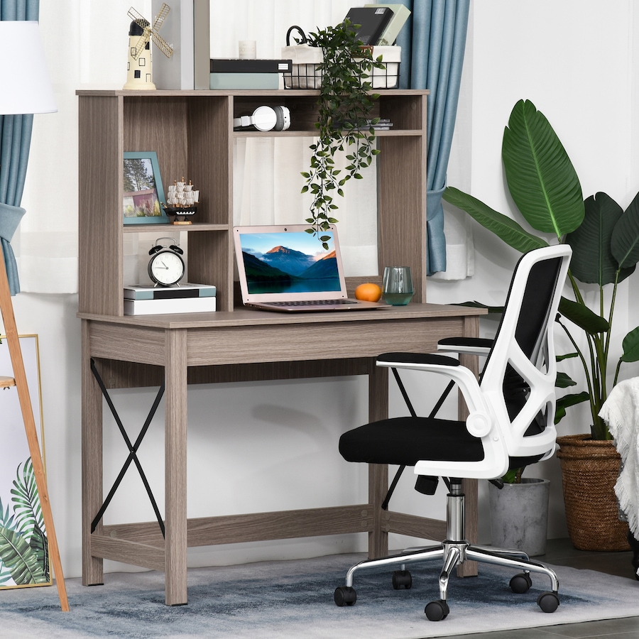 Image 965814_ALTMORE1.jpg, Product 965-814 / Price $134.99, HOMCOM Computer Desk with Storage, Study Table with Hutch, Shelves, Brown from HOMCOM on TSC.ca's Home & Garden department