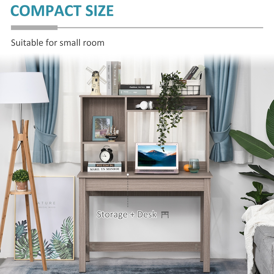 Image 965814_ALTMORE3.jpg, Product 965-814 / Price $134.99, HOMCOM Computer Desk with Storage, Study Table with Hutch, Shelves, Brown from HOMCOM on TSC.ca's Home & Garden department