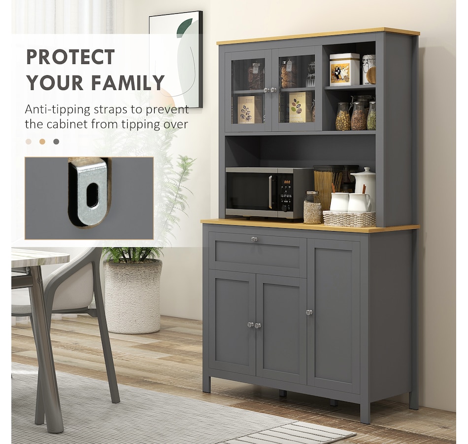 Image 965815_ALTMORE6.jpg, Product 965-815 / Price $329.99, HOMCOM 71" Kitchen Pantry Storage Cabinet w/Adjustable Shelves Glass Door from HOMCOM on TSC.ca's Home & Garden department