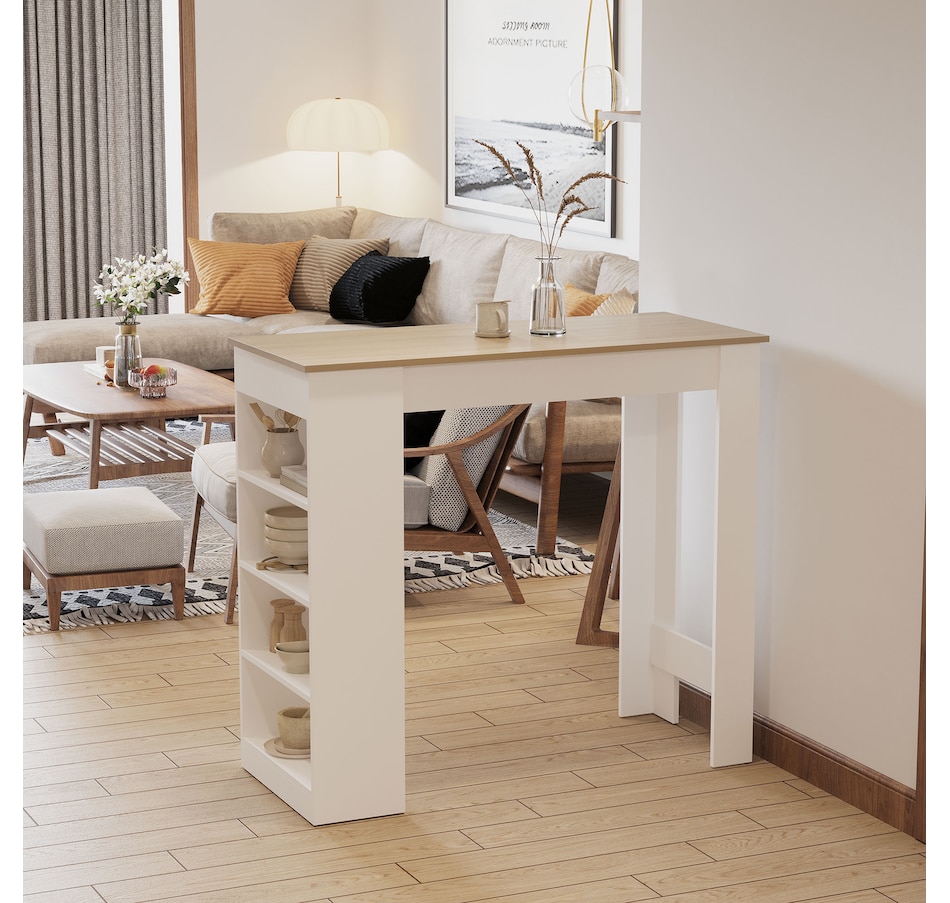Image 965824_ALTMORE1.jpg, Product 965-824 / Price $134.99 - $139.99, HOMCOM Bar Table, High Top Pub Table with 4 Storage Shelves for Home Bar Kitchen from HOMCOM on TSC.ca's Home & Garden department