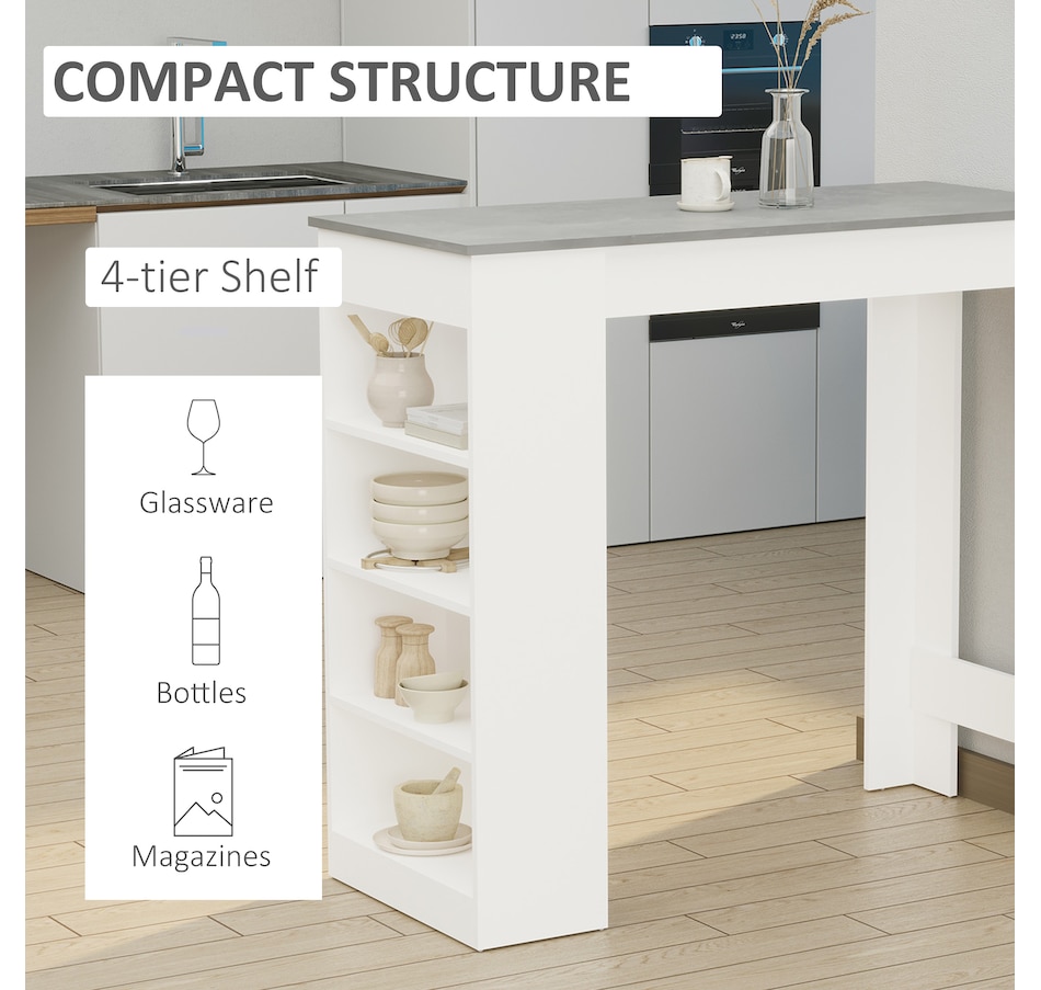 Image 965824_ALTMORE11.jpg, Product 965-824 / Price $134.99 - $139.99, HOMCOM Bar Table, High Top Pub Table with 4 Storage Shelves for Home Bar Kitchen from HOMCOM on TSC.ca's Home & Garden department