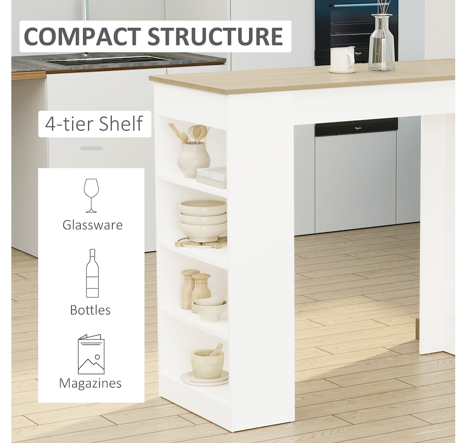 Image 965824_ALTMORE3.jpg, Product 965-824 / Price $134.99 - $139.99, HOMCOM Bar Table, High Top Pub Table with 4 Storage Shelves for Home Bar Kitchen from HOMCOM on TSC.ca's Home & Garden department