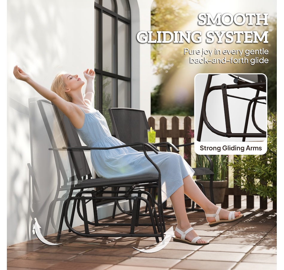 Image 965826_ALTMORE3.jpg, Product 965-826 / Price $199.99, Outsunny Double Patio Glider Chair with Glass Top Center Table, Black from Outsunny on TSC.ca's Home & Garden department