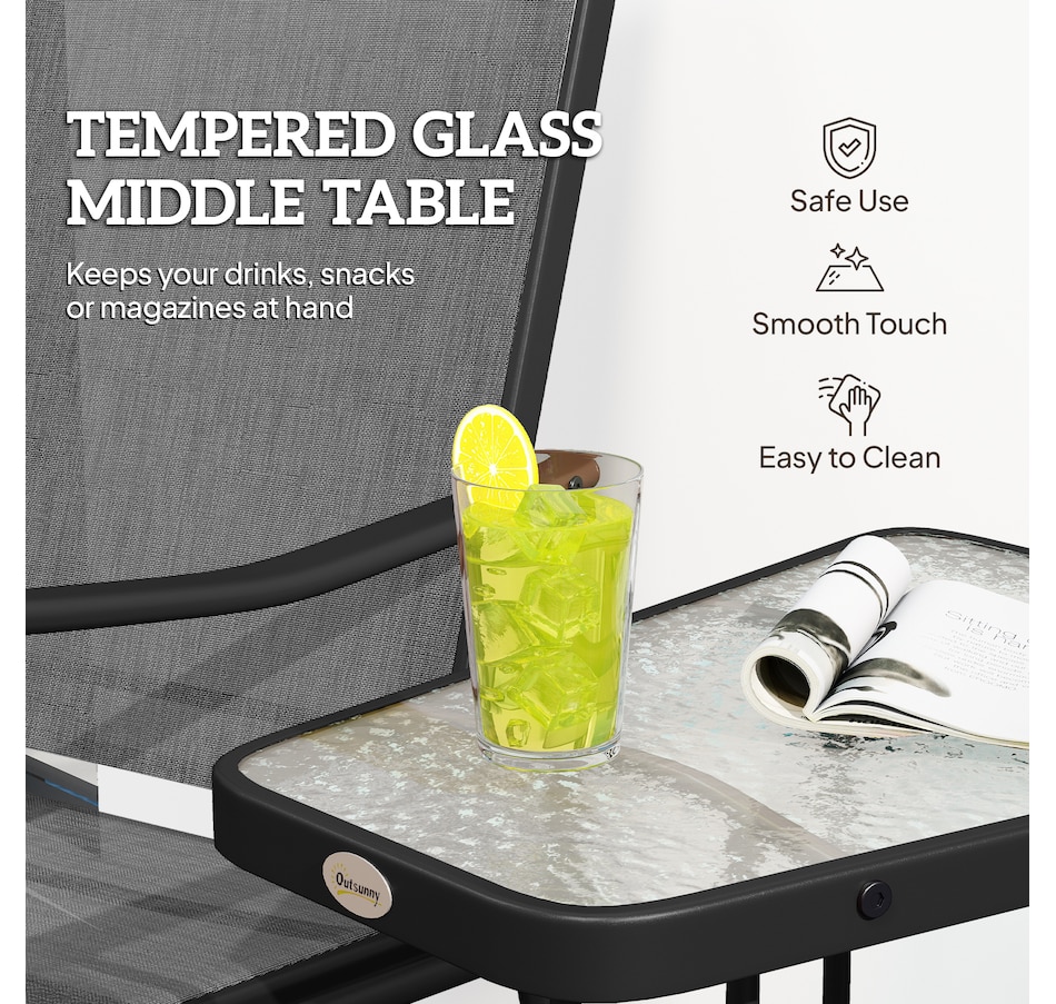 Image 965826_ALTMORE5.jpg, Product 965-826 / Price $199.99, Outsunny Double Patio Glider Chair with Glass Top Center Table, Black from Outsunny on TSC.ca's Home & Garden department