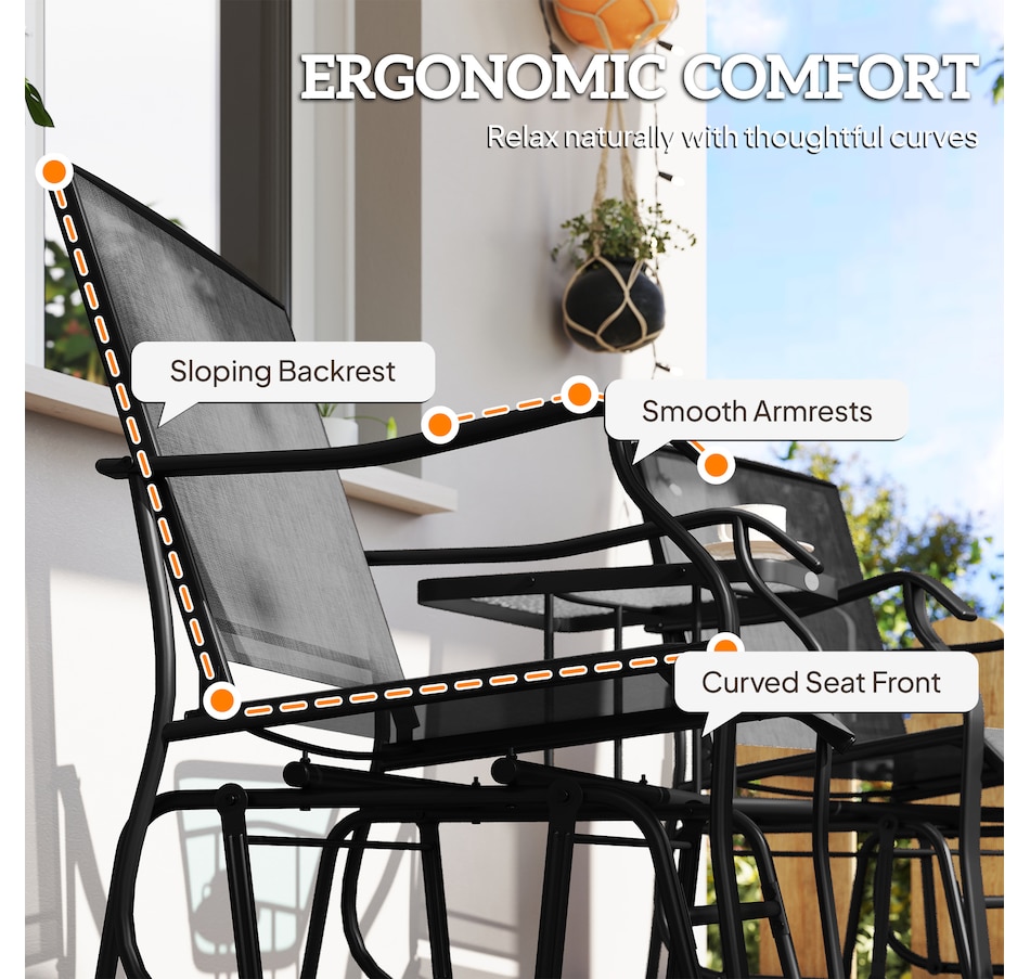 Image 965826_ALTMORE7.jpg, Product 965-826 / Price $199.99, Outsunny Double Patio Glider Chair with Glass Top Center Table, Black from Outsunny on TSC.ca's Home & Garden department