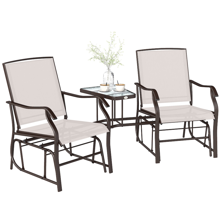 Image 965829.jpg, Product 965-829 / Price $229.99, Outsunny Double Patio Glider Chair with Glass Top Center Table, Beige from Outsunny on TSC.ca's Home & Garden department