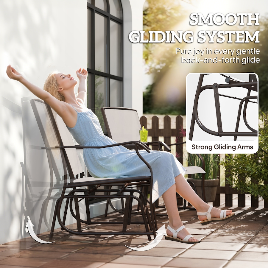 Image 965829_ALTMORE3.jpg, Product 965-829 / Price $229.99, Outsunny Double Patio Glider Chair with Glass Top Center Table, Beige from Outsunny on TSC.ca's Home & Garden department