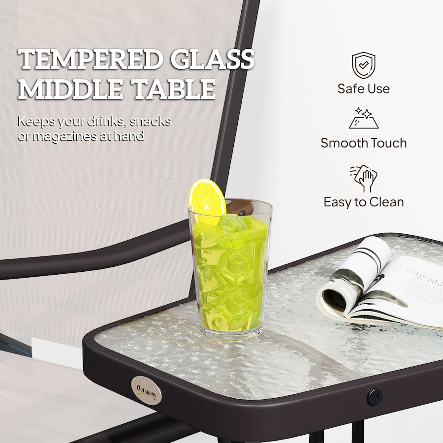 Image 965829_ALTMORE5.jpg, Product 965-829 / Price $229.99, Outsunny Double Patio Glider Chair with Glass Top Center Table, Beige from Outsunny on TSC.ca's Home & Garden department