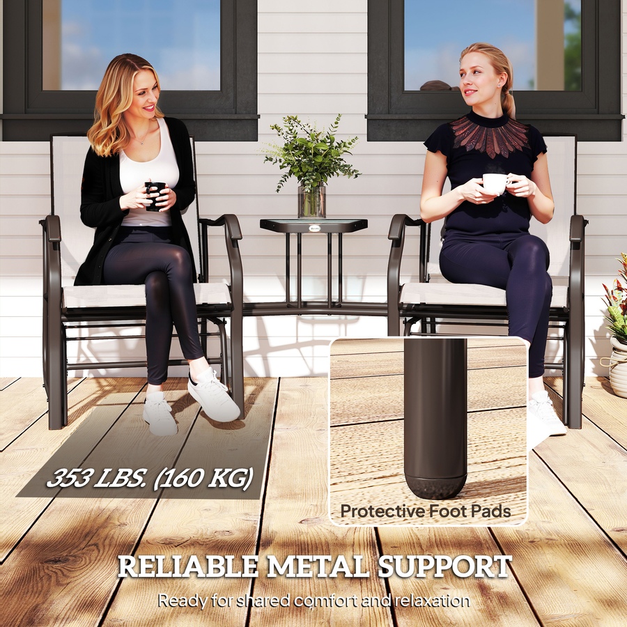 Image 965829_ALTMORE6.jpg, Product 965-829 / Price $229.99, Outsunny Double Patio Glider Chair with Glass Top Center Table, Beige from Outsunny on TSC.ca's Home & Garden department