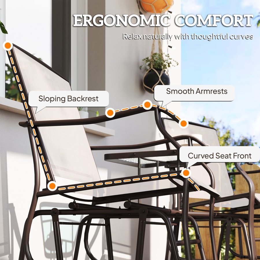 Image 965829_ALTMORE7.jpg, Product 965-829 / Price $229.99, Outsunny Double Patio Glider Chair with Glass Top Center Table, Beige from Outsunny on TSC.ca's Home & Garden department
