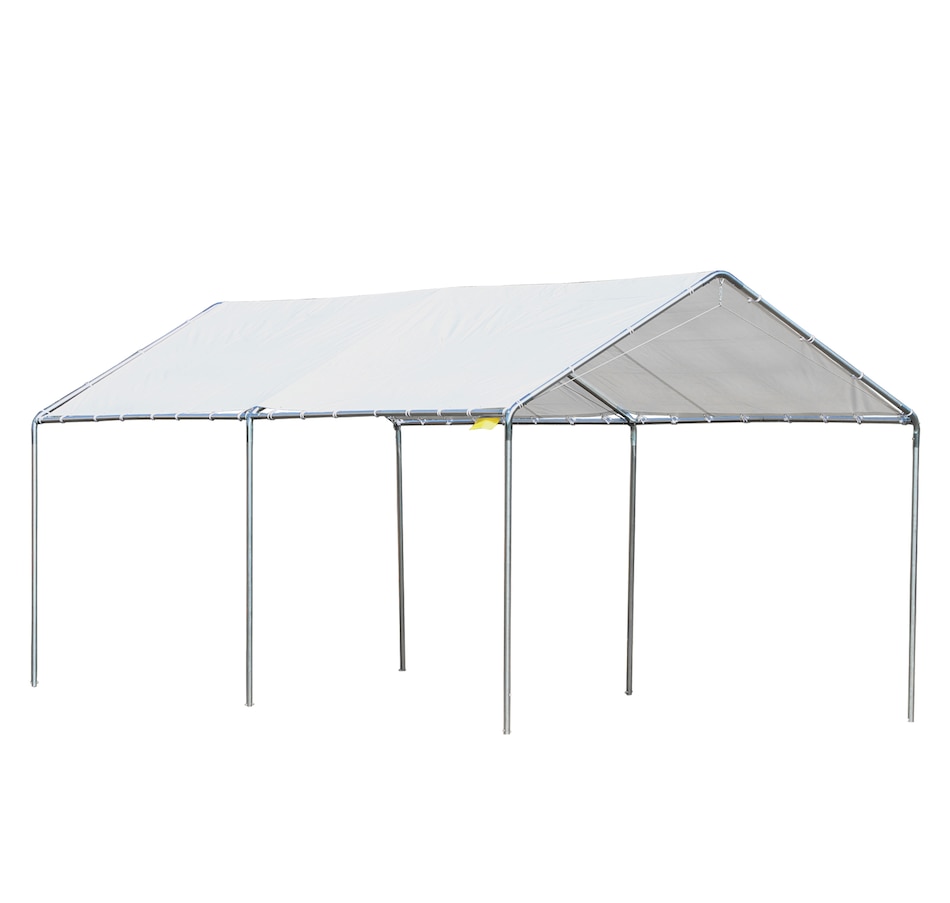 Image 965831.jpg, Product 965-831 / Price $222.80, Outsunny 10' x 20' Carport Heavy Duty Galvanized Car Canopy, White from Outsunny on TSC.ca's Home & Garden department