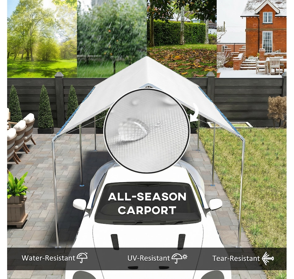 Image 965831_ALTMORE10.jpg, Product 965-831 / Price $222.80, Outsunny 10' x 20' Carport Heavy Duty Galvanized Car Canopy, White from Outsunny on TSC.ca's Home & Garden department