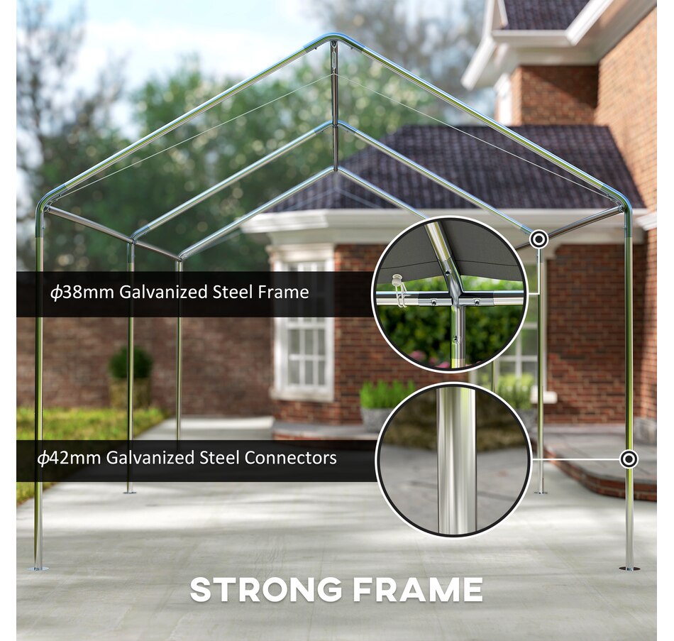 Image 965831_ALTMORE11.jpg, Product 965-831 / Price $222.80, Outsunny 10' x 20' Carport Heavy Duty Galvanized Car Canopy, White from Outsunny on TSC.ca's Home & Garden department
