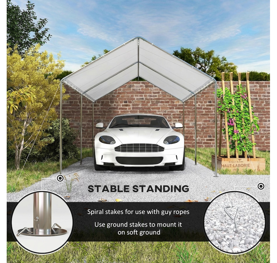 Image 965831_ALTMORE12.jpg, Product 965-831 / Price $222.80, Outsunny 10' x 20' Carport Heavy Duty Galvanized Car Canopy, White from Outsunny on TSC.ca's Home & Garden department