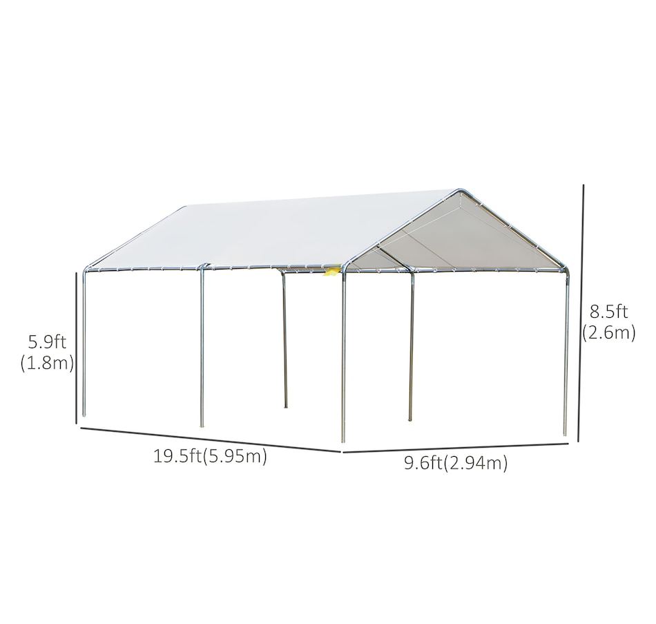 Image 965831_ALTMORE2.jpg, Product 965-831 / Price $222.80, Outsunny 10' x 20' Carport Heavy Duty Galvanized Car Canopy, White from Outsunny on TSC.ca's Home & Garden department