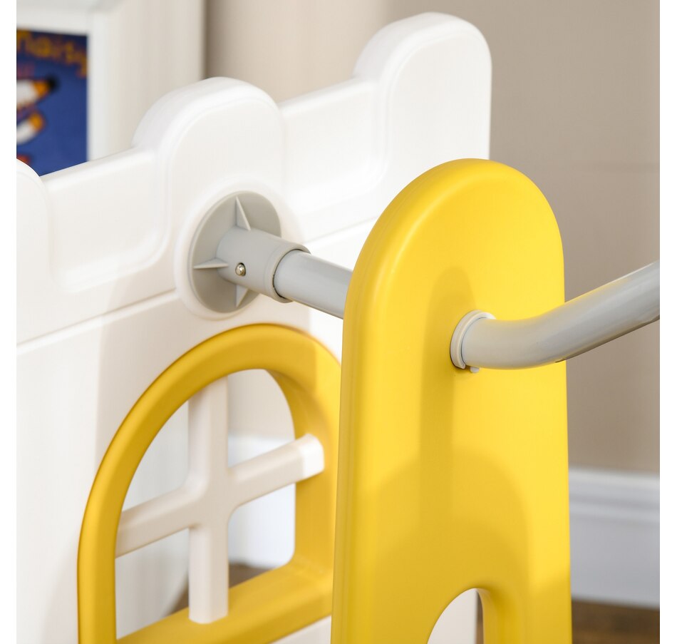 Image 965903_ALTMORE7.jpg, Product 965-903 / Price $189.99, Qaba 6-in-1 Slide and Swing Set with Basketball Hoop, Climber, Yellow from Qaba on TSC.ca's Home & Garden department