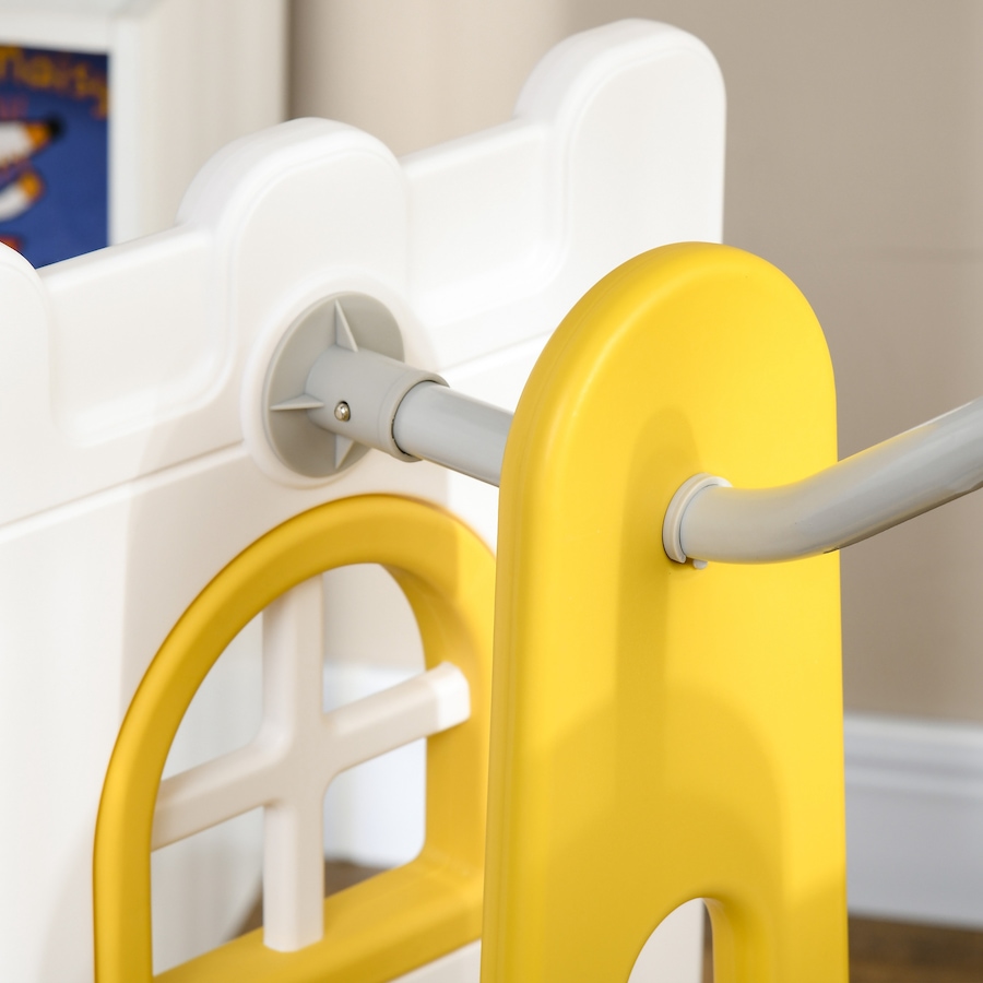 Image 965903_ALTMORE7.jpg, Product 965-903 / Price $179.99, Qaba 6-in-1 Slide and Swing Set with Basketball Hoop, Climber, Yellow from Qaba on TSC.ca's Home & Garden department