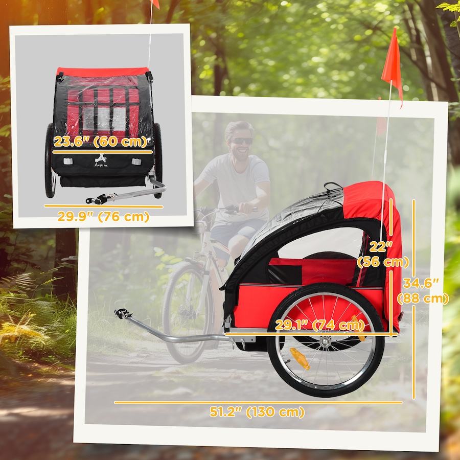 Image 965904_ALTMORE2.jpg, Product 965-904 / Price $189.99, Aosom 2-Seat Kids Child Bicycle Trailer, Red from Aosom on TSC.ca's Toys & Hobbies department