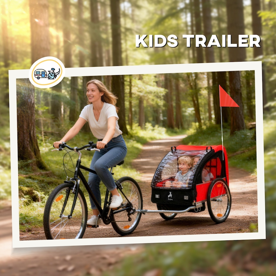 Image 965904_ALTMORE3.jpg, Product 965-904 / Price $189.99, Aosom 2-Seat Kids Child Bicycle Trailer, Red from Aosom on TSC.ca's Toys & Hobbies department