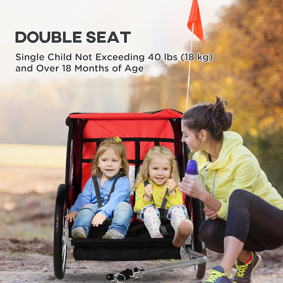 Image 965904_ALTMORE4.jpg, Product 965-904 / Price $189.99, Aosom 2-Seat Kids Child Bicycle Trailer, Red from Aosom on TSC.ca's Toys & Hobbies department