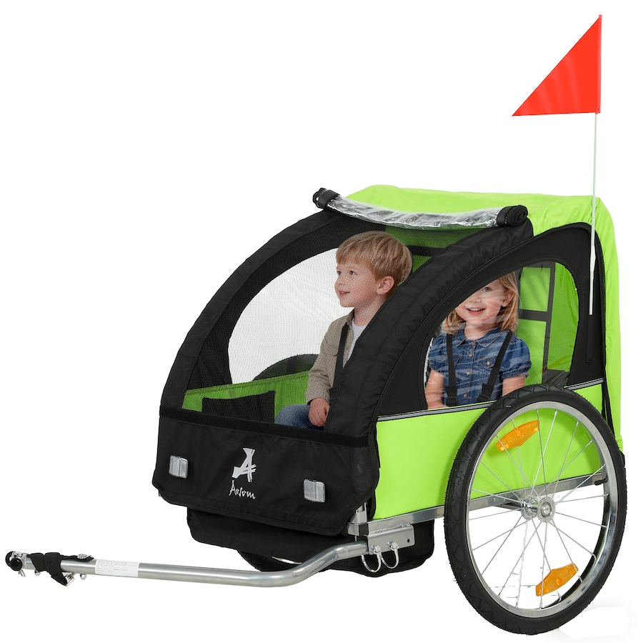 Image 965910.jpg, Product 965-910 / Price $169.99, Aosom 2-Seat Kids Child Bicycle Trailer, Green from Aosom on TSC.ca's Toys & Hobbies department