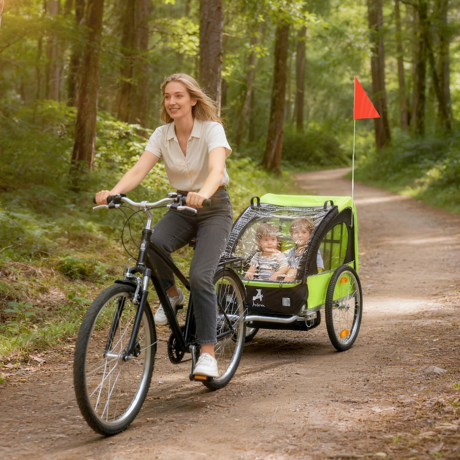 Image 965910_ALTMORE1.jpg, Product 965-910 / Price $169.99, Aosom 2-Seat Kids Child Bicycle Trailer, Green from Aosom on TSC.ca's Toys & Hobbies department