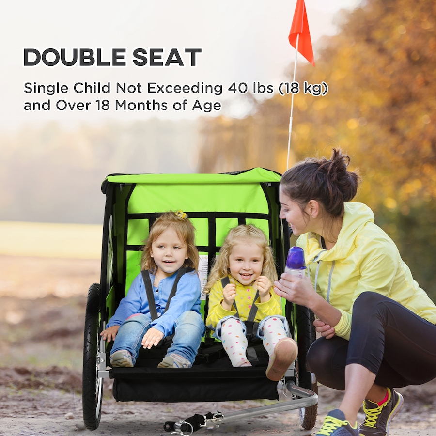 Image 965910_ALTMORE4.jpg, Product 965-910 / Price $169.99, Aosom 2-Seat Kids Child Bicycle Trailer, Green from Aosom on TSC.ca's Toys & Hobbies department