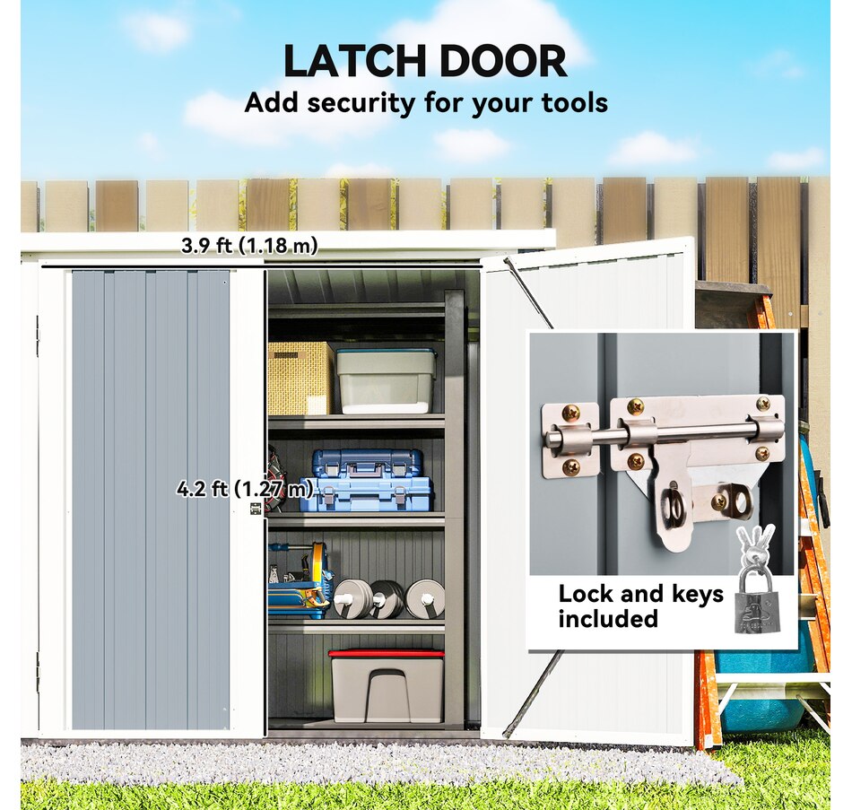 Image 965932_ALTMORE4.jpg, Product 965-932 / Price $169.99, Outsunny 5' x 3' Metal Garden Storage Shed Tool House with Double Doors from Outsunny on TSC.ca's Home & Garden department