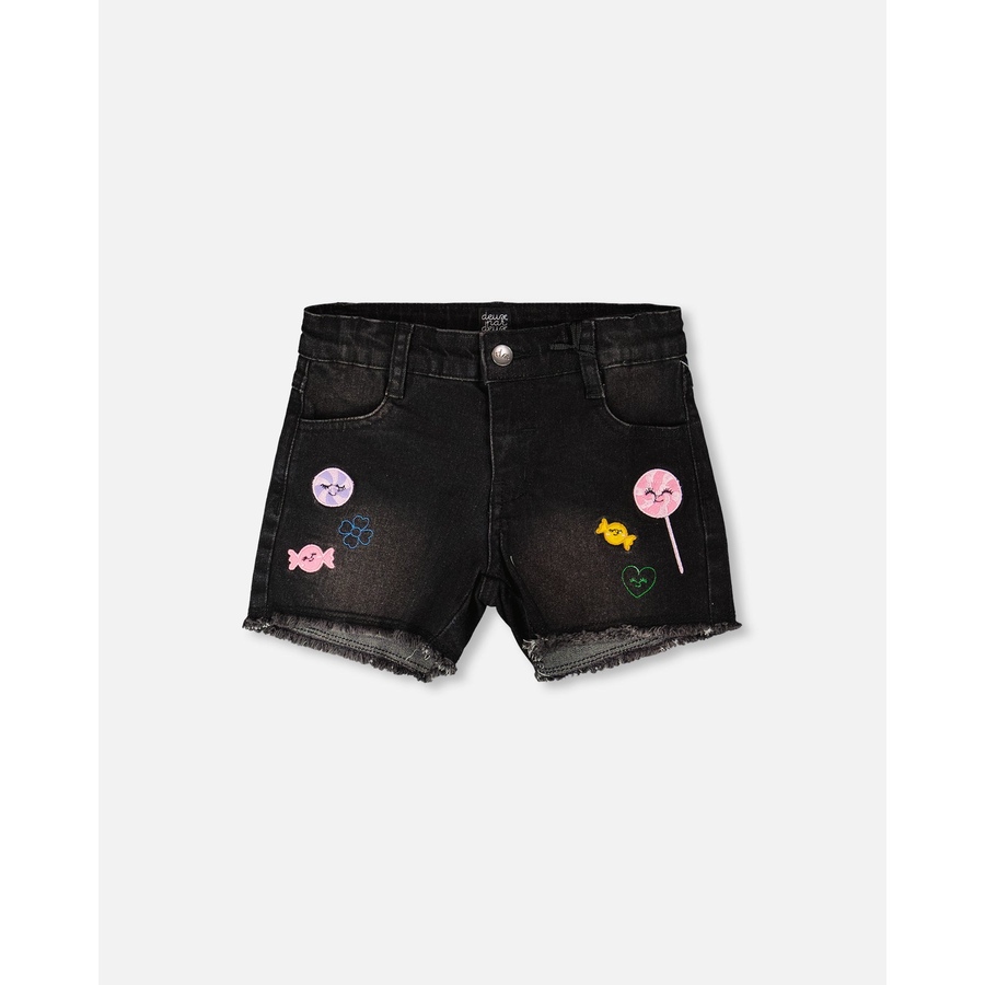 Image 967935_ST01.jpg, Product 967-935 / Price $23.00, Candy and Lollipop Embroidery Denim Shorts from Deux par Deux on TSC.ca's Fashion department