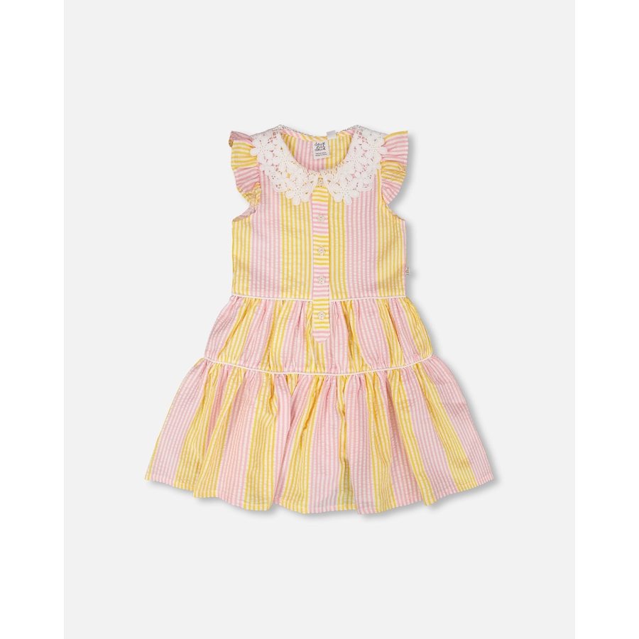Image 967945_ST01.jpg, Product 967-945 / Price $31.00, Crochet Peter Pan Collar Stripes Sleeveless Dress from Deux par Deux on TSC.ca's Fashion department