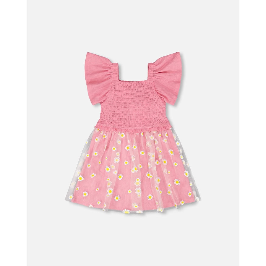 Image 967957_ST01.jpg, Product 967-957 / Price $31.00, Mesh and Crinkle Jersey Smocking Dress from Deux par Deux on TSC.ca's Fashion department