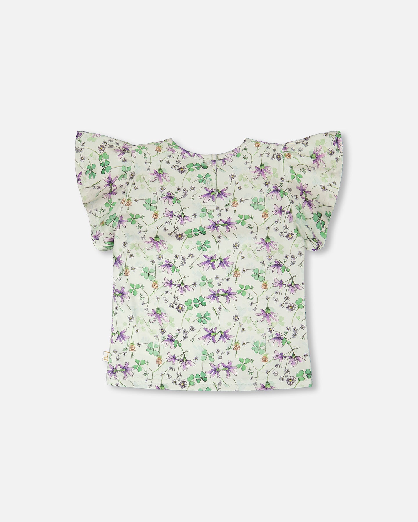 Jersey Flutter Sleeves Printed Flowers T-Shirt - TSC.ca