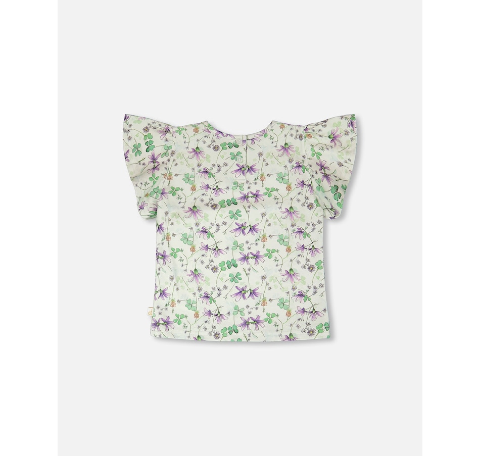Image 967971_ALTMORE2.jpg, Product 967-971 / Price $30.00, Jersey Flutter Sleeves Printed Flowers T-Shirt from Deux par Deux on TSC.ca's Fashion department