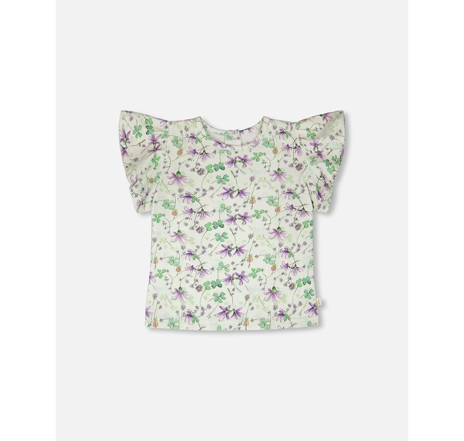 Image 967971_ST01.jpg, Product 967-971 / Price $30.00, Jersey Flutter Sleeves Printed Flowers T-Shirt from Deux par Deux on TSC.ca's Fashion department