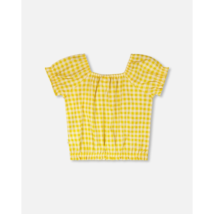 Image 967975_ALTMORE2.jpg, Product 967-975 / Price $18.00, Short Sleeve Peasant Top Gingham from Deux par Deux on TSC.ca's Fashion department