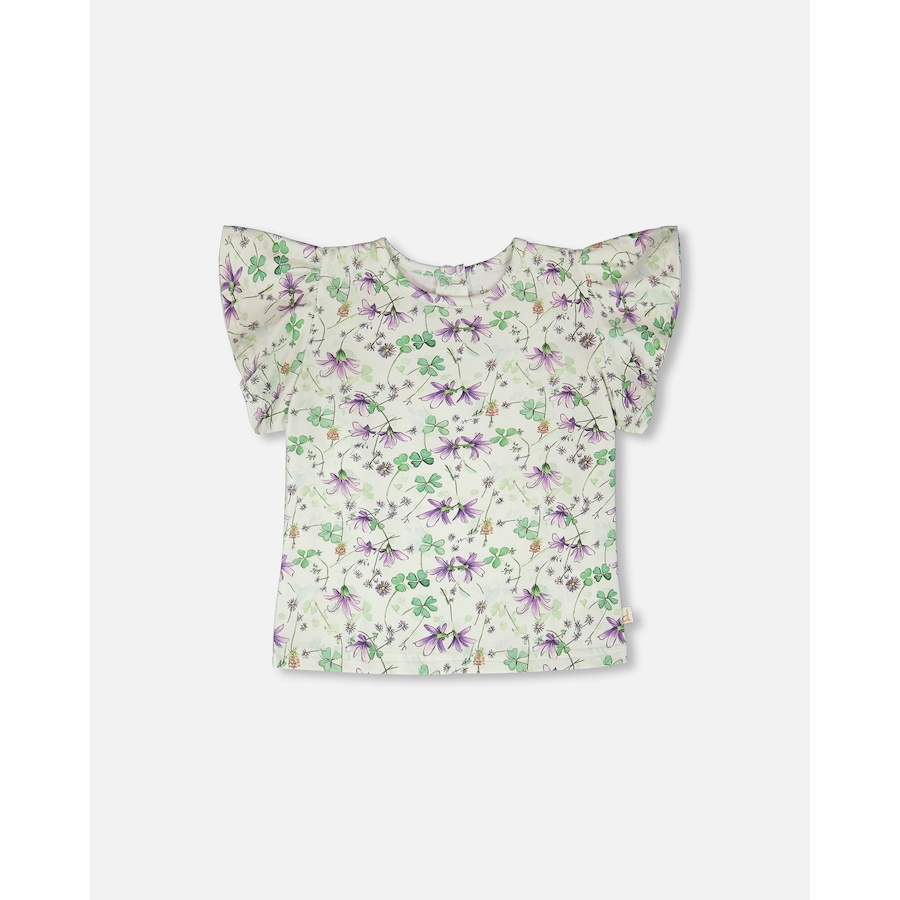 Image 967976_ST01.jpg, Product 967-976 / Price $16.50, Jersey Flutter Sleeves Flowers T-Shirt from Deux par Deux on TSC.ca's Fashion department