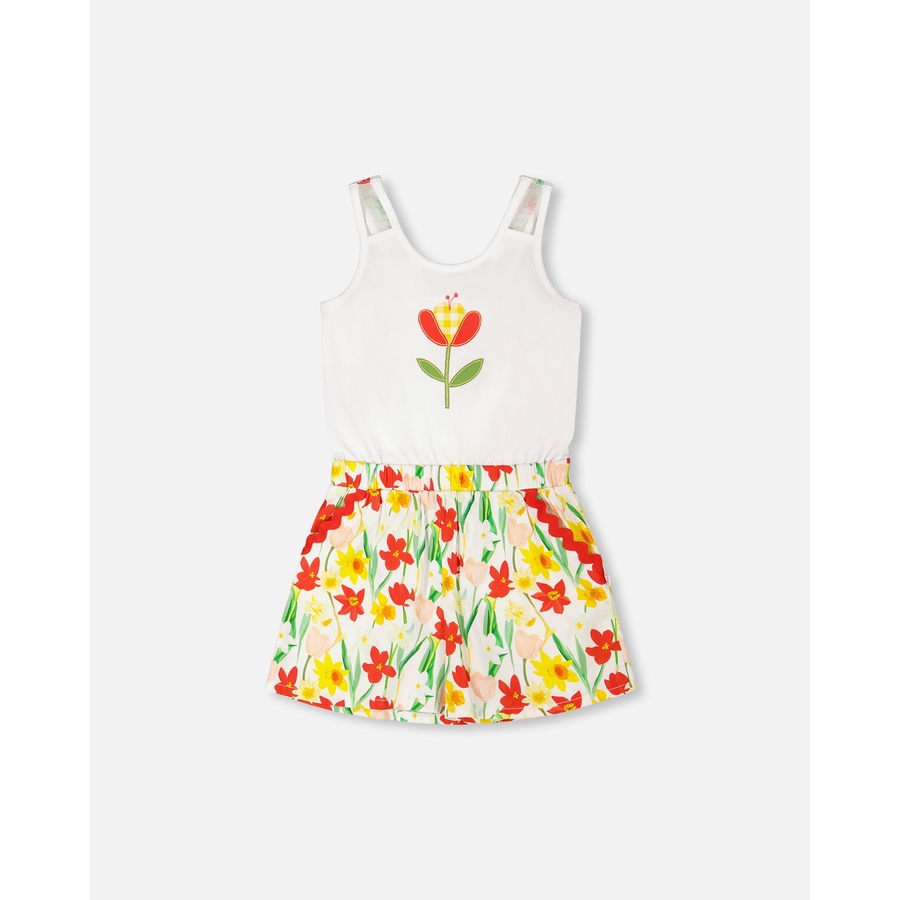 Image 968034_ST01.jpg, Product 968-034 / Price $26.50 - $28.50, Jersey and Viscose Sleeveless Flower Romper from Deux par Deux on TSC.ca's Fashion department