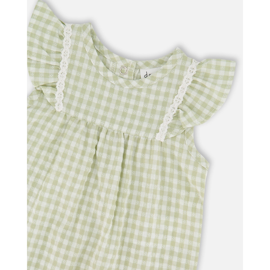 Image 968041_ALTMORE2.jpg, Product 968-041 / Price $22.00, Sleeveless Flutter Ruffles Gingham Romper from Deux par Deux on TSC.ca's Fashion department