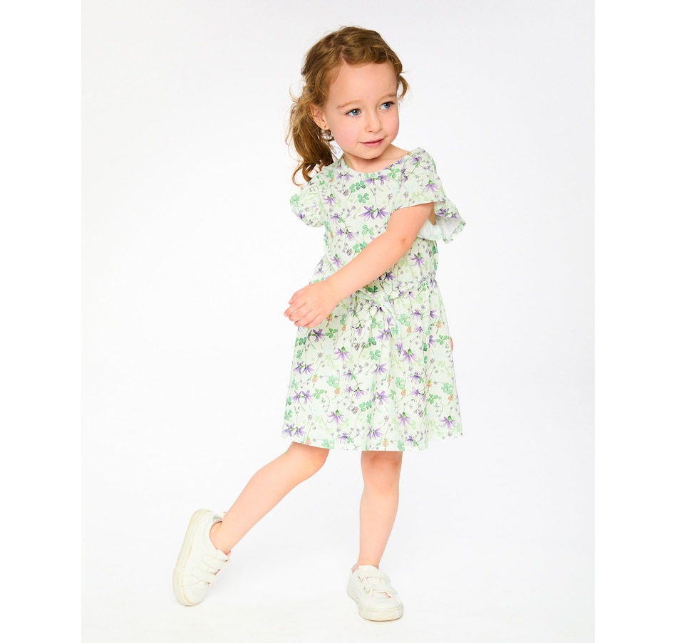 Image 968043_ALTMORE1.jpg, Product 968-043 / Price $48.00, Jersey Flutter Sleeves Printed Flowers Dress from Deux par Deux on TSC.ca's Fashion department