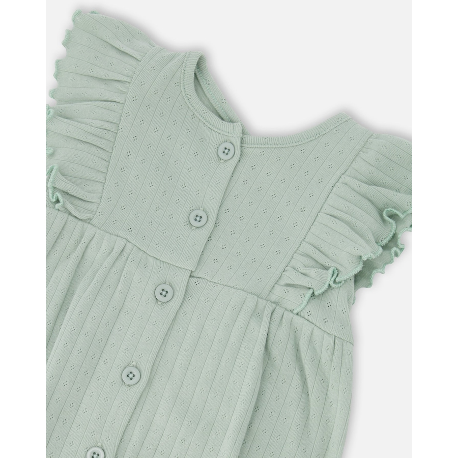 Image 968107_ALTMORE2.jpg, Product 968-107 / Price $17.00, Cotton Pointelle Jersey Romper with Frills from Deux par Deux on TSC.ca's Fashion department