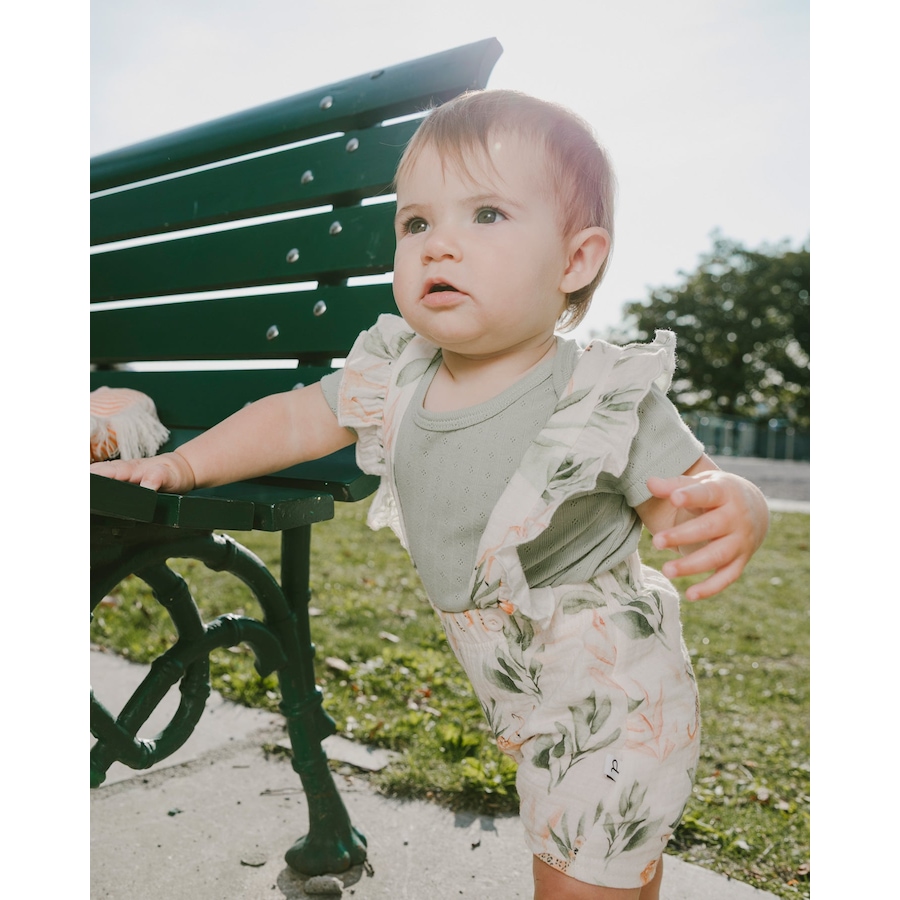 Image 968132_ALTMORE1.jpg, Product 968-132 / Price $21.00, Pointelle Bodysuit and Cotton Muslin Peach Deer Printed Shortall Set from Deux par Deux on TSC.ca's Fashion department