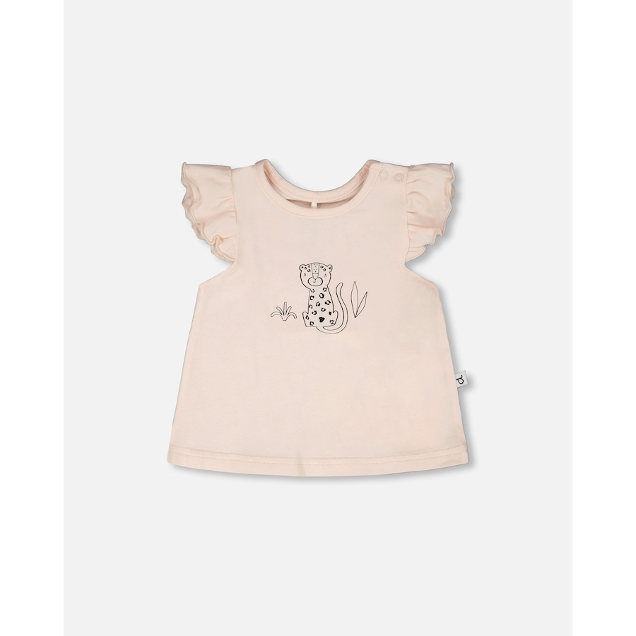 Image 968134.jpg, Product 968-134 / Price $19.50, Organic Cotton Jersey Top and Peach Animal Printed Short Set from Deux par Deux on TSC.ca's Fashion department