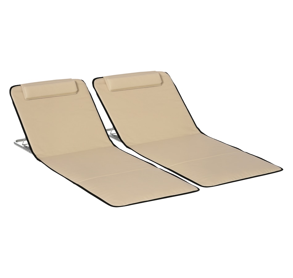 Image 968156.png, Product 968-156 / Price $49.99, Outsunny 2 Pcs Folding Beach Lounge Chair w/ Pillow, Beige from Outsunny on TSC.ca's Health & Fitness department