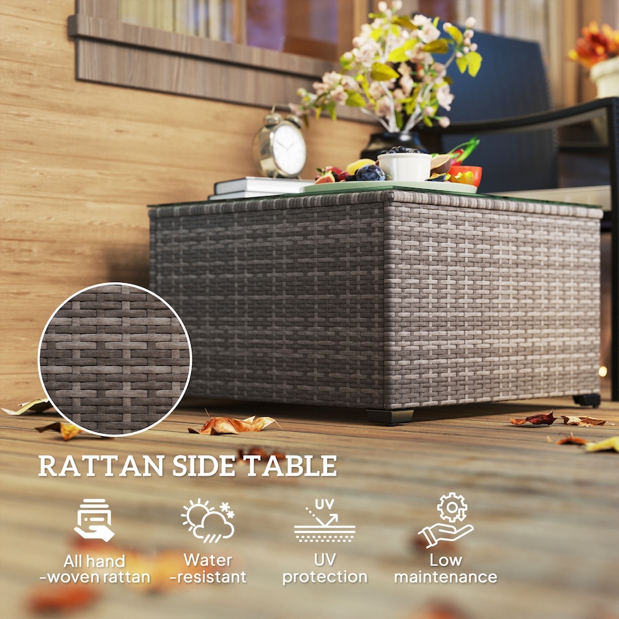 Image 968167_ALTMORE3.jpg, Product 968-167 / Price $94.99, Outsunny 24.4" Patio Wicker Coffee Table, PE Rattan Side Tables, Dark Grey from Outsunny on TSC.ca's Home & Garden department