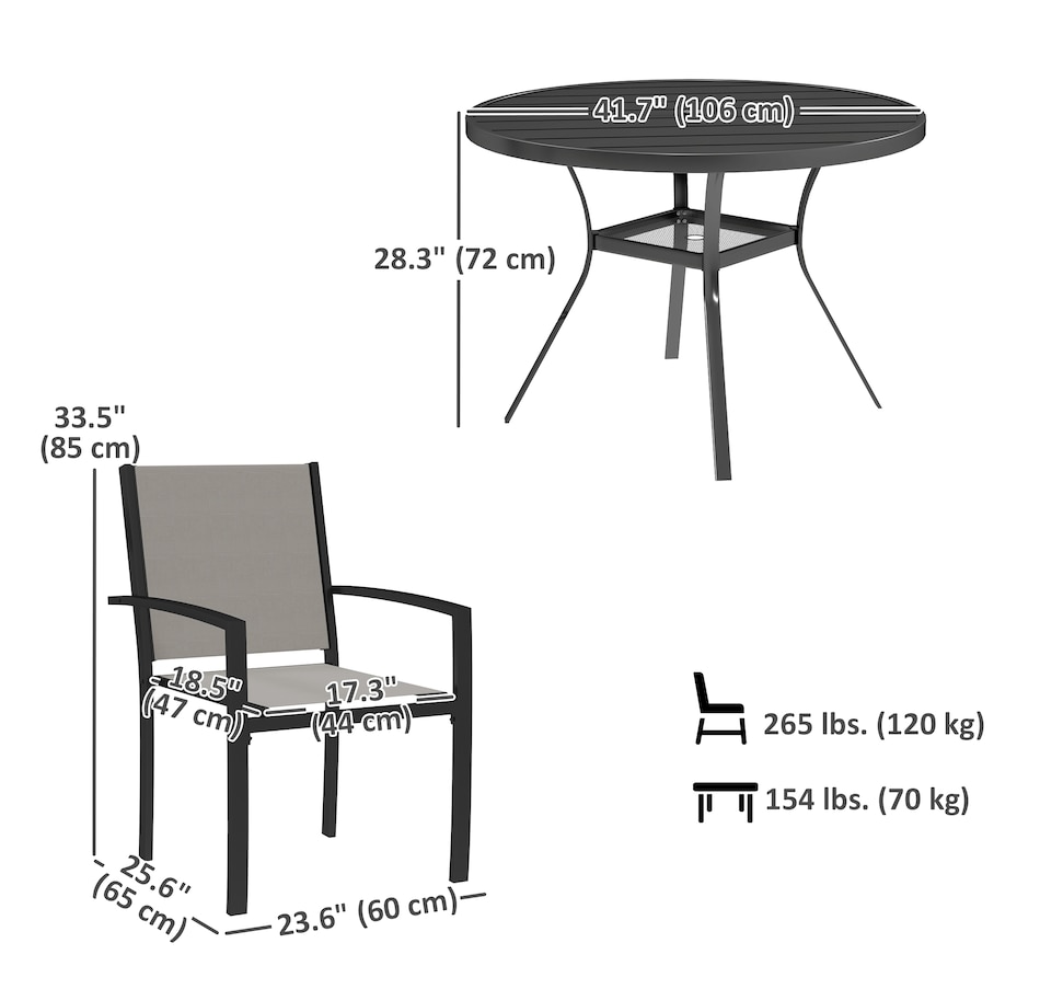 Image 968170_ALTMORE2.jpg, Product 968-170 / Price $359.99, Outsunny 5 Piece Outdoor Dining Set with Round Table and 4 Stackable Chairs from Outsunny on TSC.ca's Home & Garden department