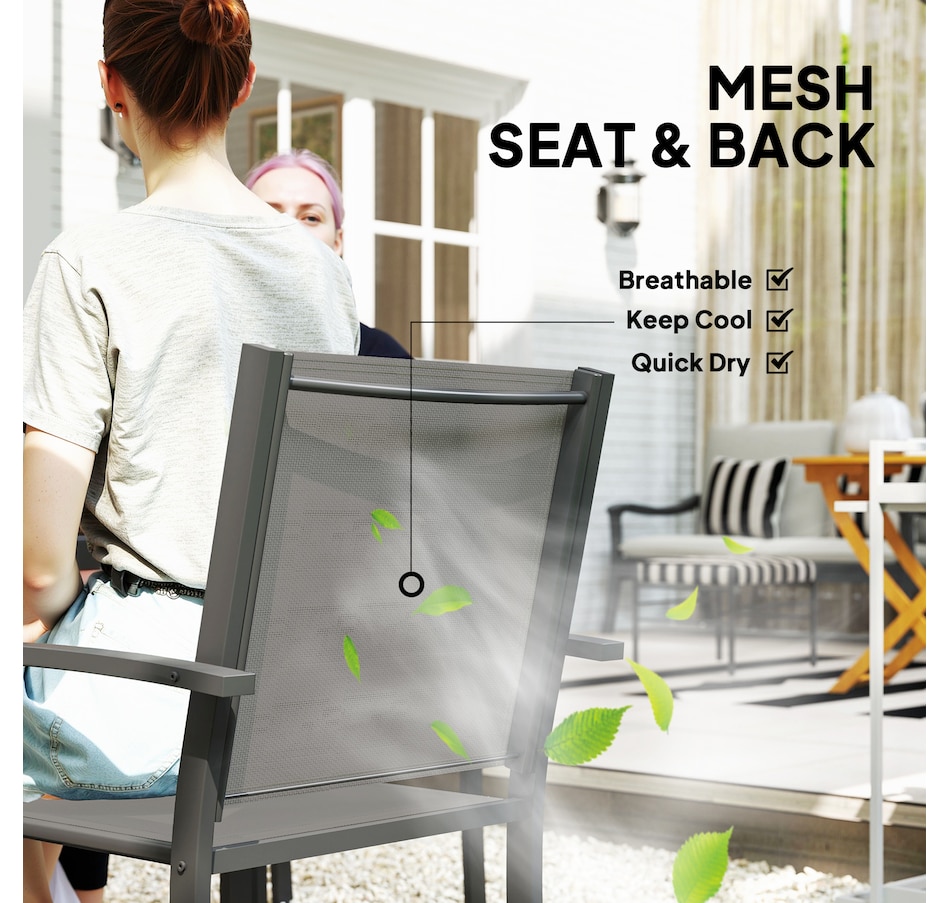 Image 968170_ALTMORE4.jpg, Product 968-170 / Price $359.99, Outsunny 5 Piece Outdoor Dining Set with Round Table and 4 Stackable Chairs from Outsunny on TSC.ca's Home & Garden department